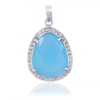 Sterling Silver Pendant  with CZ Stone Seated